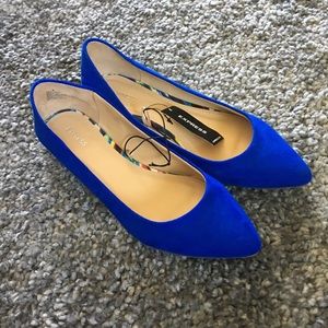EXPRESS Blue Pointed-Toe Flats